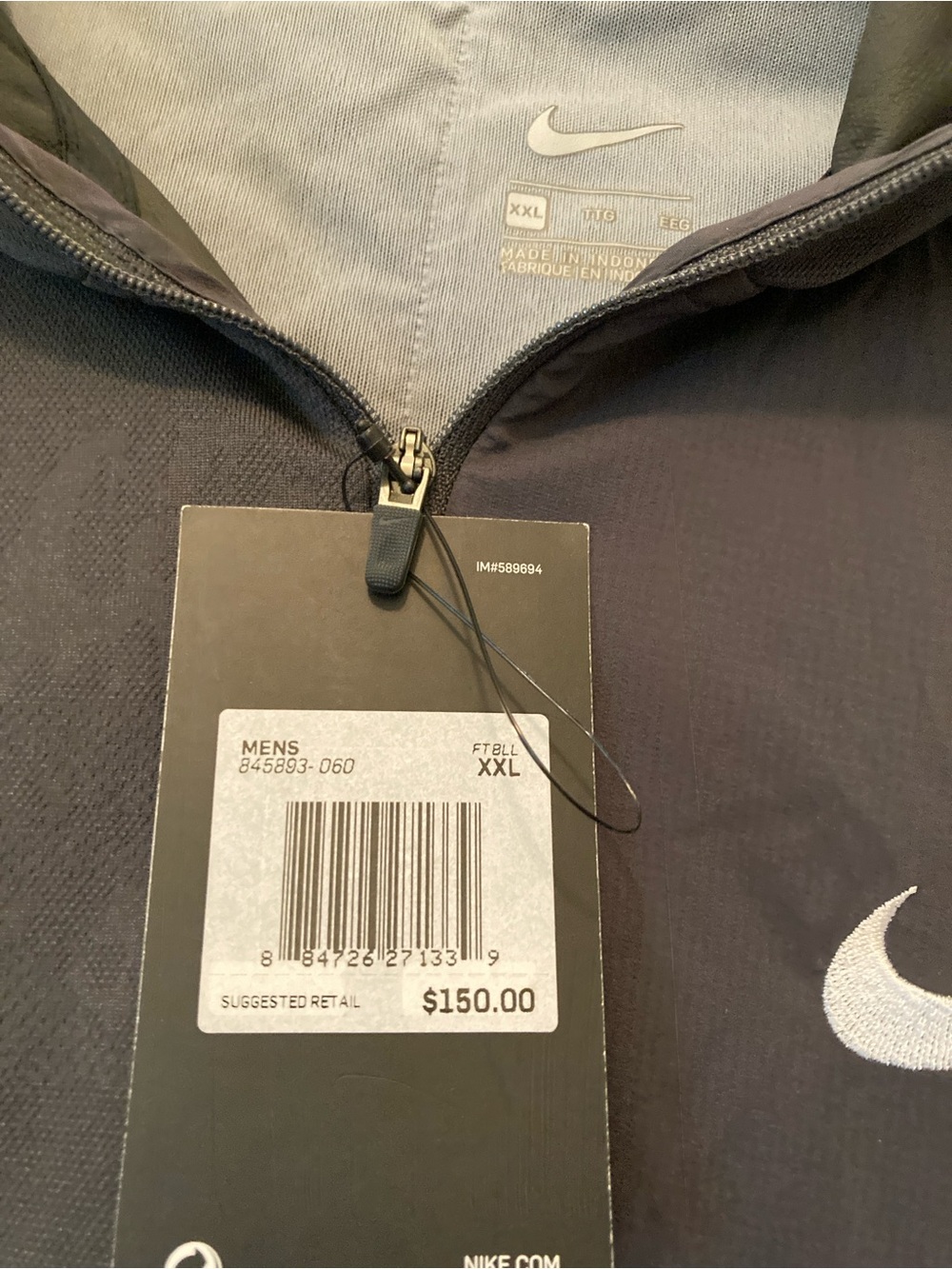 Nike Black/ Grey Hooded Windbreaker Parka NWT. - Picture 3 of 3